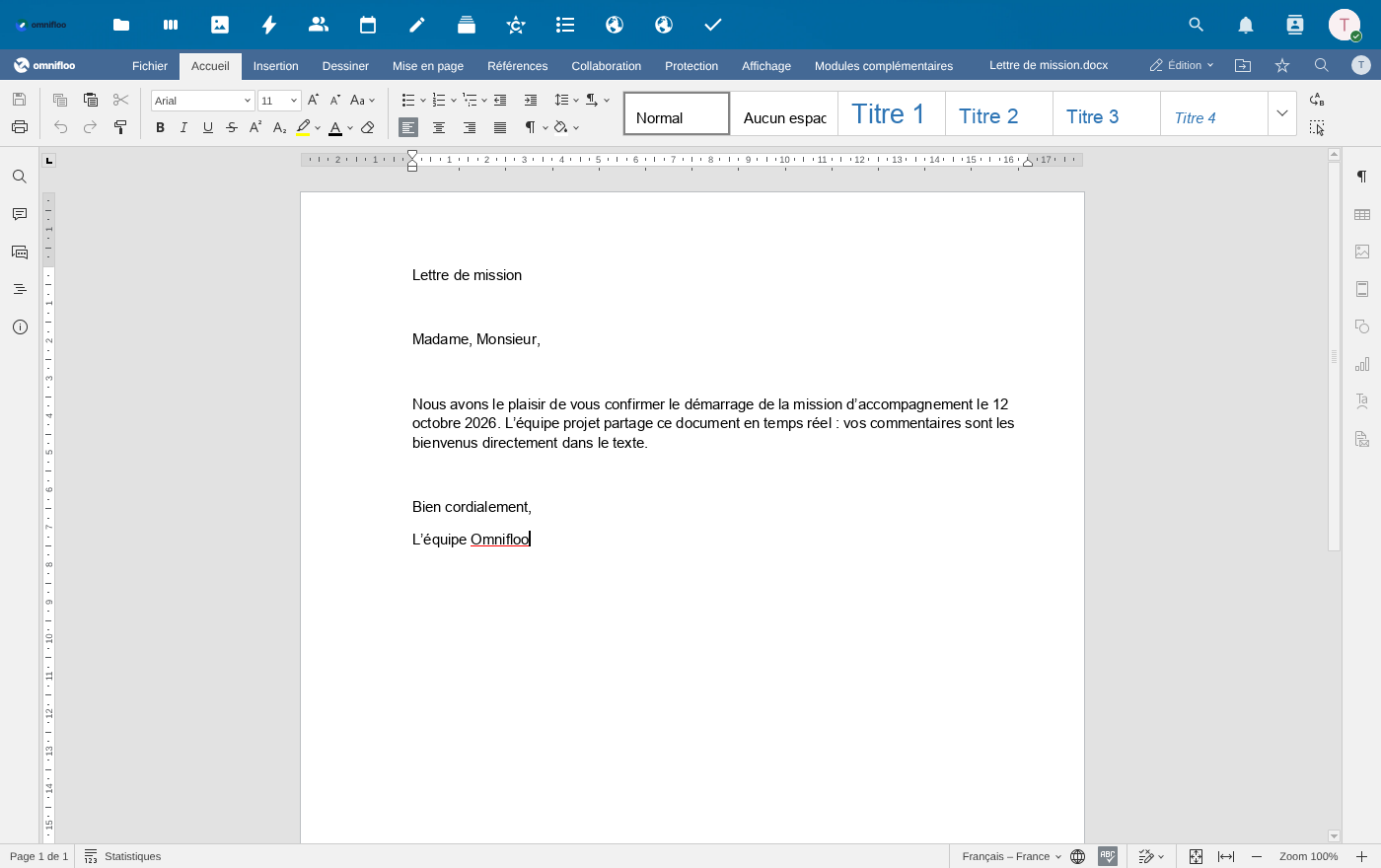 Omnifloo Text: a letter being written